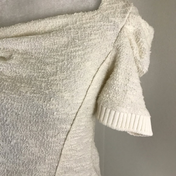 🛑SOLD🛑Anthro Asymmetrical Cream Fuzzy Blouse - Picture 4 of 5